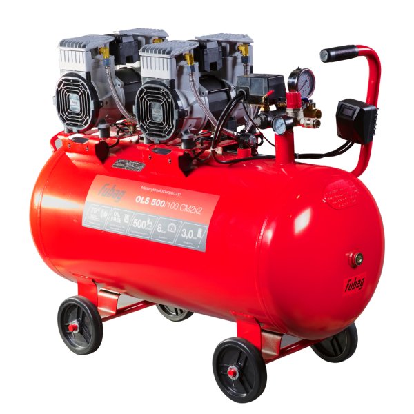 Компрессор воздушный безмасляный малошумный FUBAG OLS 500/100 CM2х2 + Набор пневмоинструмента (5 предметов) в ПОДАРОК в Новороссийске фото
