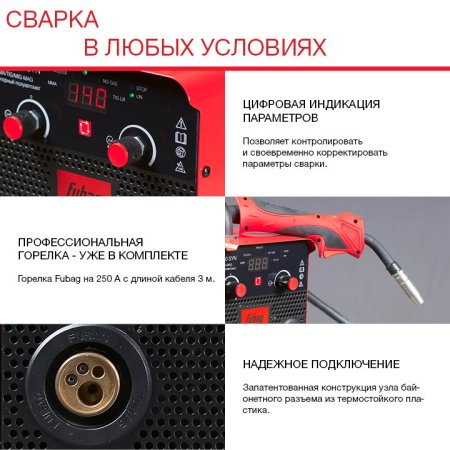 FUBAG Сварочный полуавтомат IRMIG 180 SYN с горелкой 250 А 3 м в комплекте в Новороссийске фото