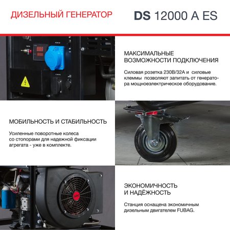 FUBAG Дизельный генератор с электростартером и коннектором автоматики DS 12000 A ES в Новороссийске фото