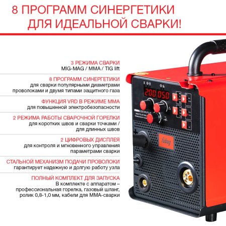 FUBAG Сварочный полуавтомат IRMIG 208 SYN PLUS c горелкой FB 250 3m в Новороссийске фото